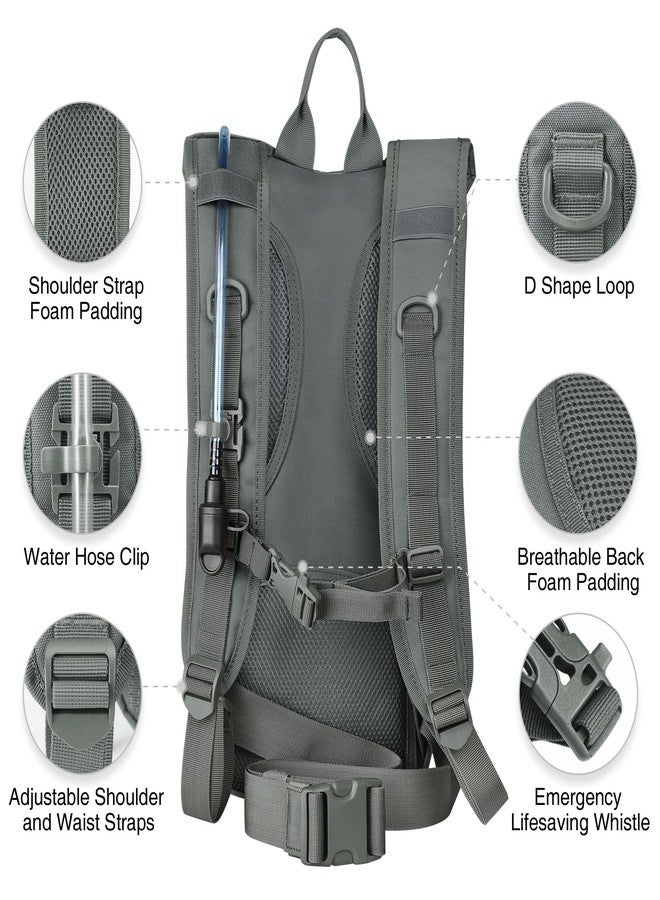 NOOLA Hydration Backpack with 3L TPU Water Bladder, Tactical Molle Water Backpack for Men Women, Hydration Pack for Hiking, Biking, Running and Climbing ,Grey - Image 4