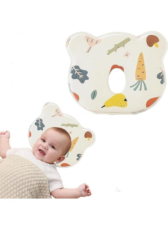 Baby Head Shaping Pillow, Bear Design with Cute Patterns, Memory Foam Support for Newborns and Infants - Image 1