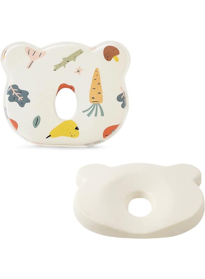 Baby Head Shaping Pillow, Bear Design with Cute Patterns, Memory Foam Support for Newborns and Infants - Image 3
