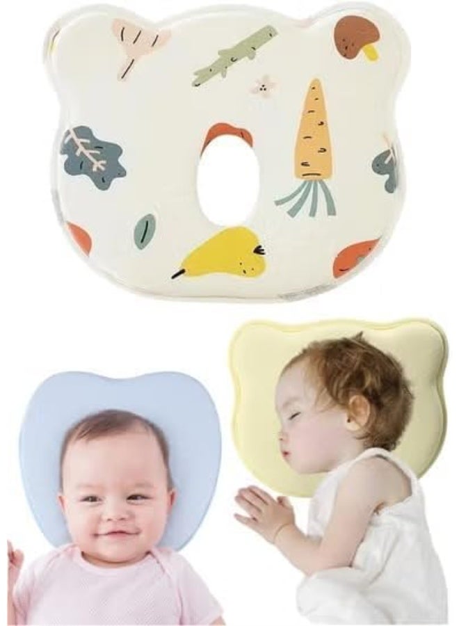 Baby Head Shaping Pillow, Bear Design with Cute Patterns, Memory Foam Support for Newborns and Infants - Image 2
