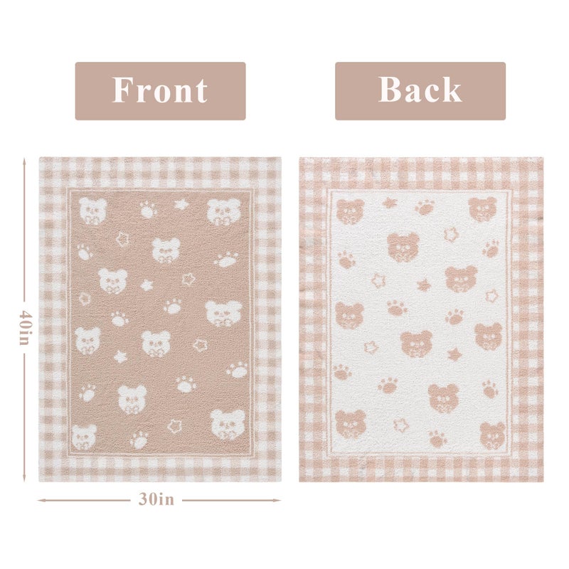 JOOJA Beige Bear Baby Blanket â€“ Knitted Teddy Design Throw for Baby Boys & Girls, Nursery Essentials & Shower Gifts â€“ Soft & Warm, 30x40 Inch - Image 3