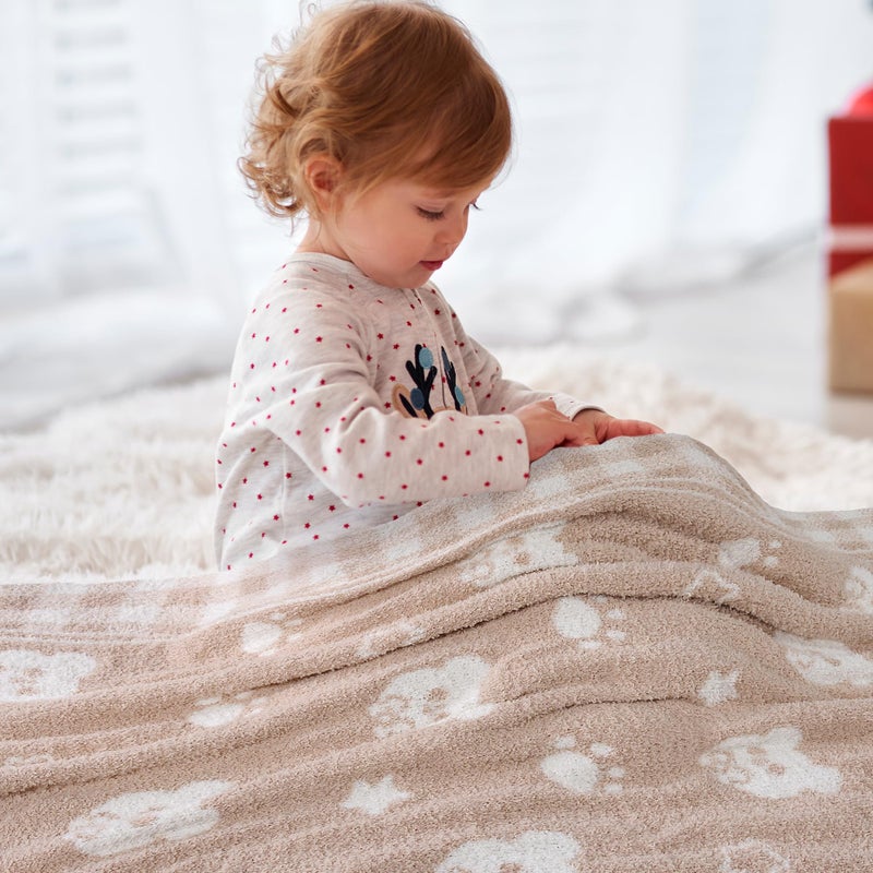JOOJA Beige Bear Baby Blanket â€“ Knitted Teddy Design Throw for Baby Boys & Girls, Nursery Essentials & Shower Gifts â€“ Soft & Warm, 30x40 Inch - Image 5