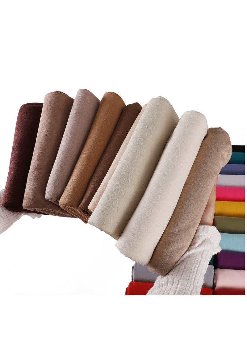 AINA 12 Pcs Jersey Shawl Hijab Set for Women | Soft Stretch Fabric | Non-Slip, Breathelable, Pastel Color Hijabs | Everyday Lightweight Headscarf Combo  - Image 3