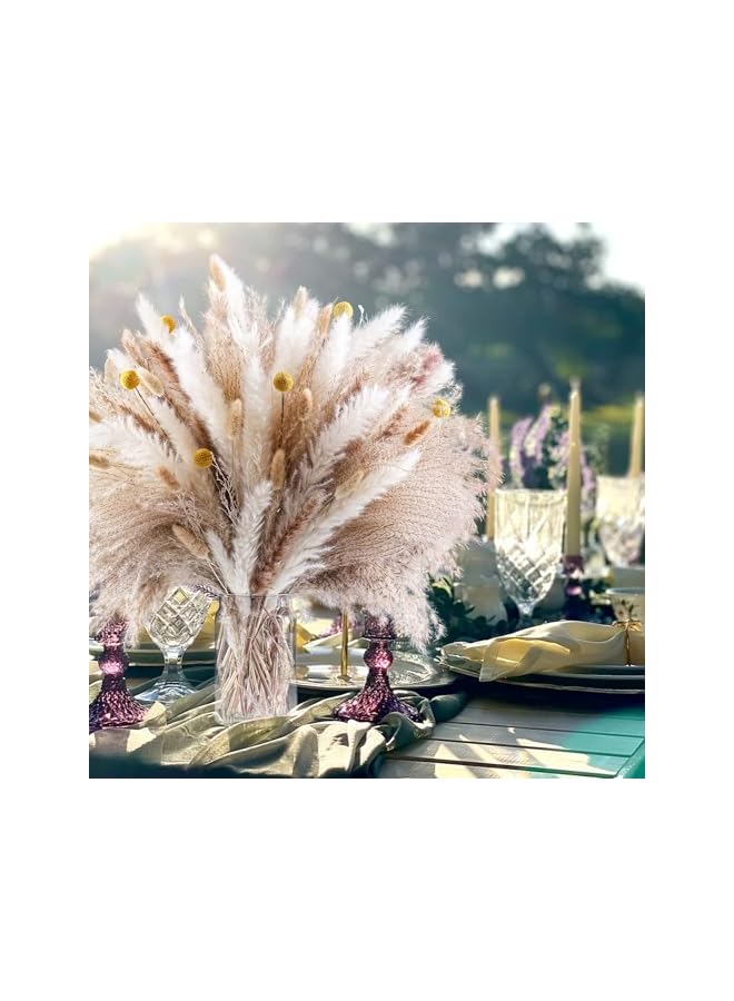 The Bros 100PCS Natural Dried Pampas Grass Decor, 17.5" Fluffy Pampas Grass Bouquet, Boho Home Decor Dried Flowers for Wedding Floral Room Home Party Table Decorations - Image 4