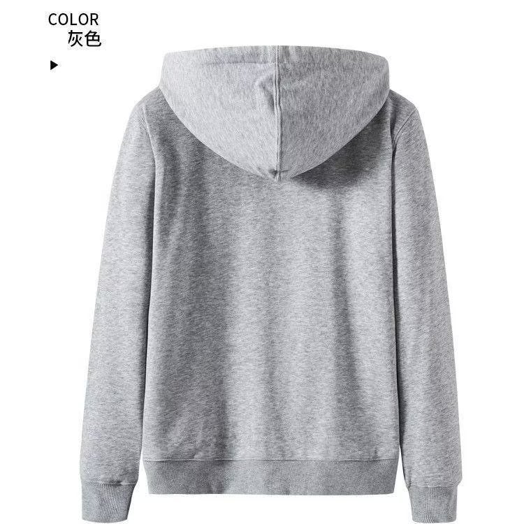 Zipper Sweatshirt Hooded Mens Spring and Autumn Jacket Casual Sportswear Loose fleece-lined Clothes Simple Autumn Top Grey-regular - Image 5