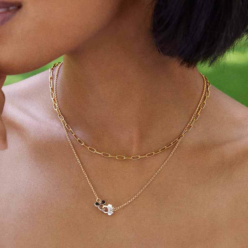 BaubleBar Mickey Mouse & Minnie Mouse Disney Better Half Necklace - Clear/Gold - Image 4