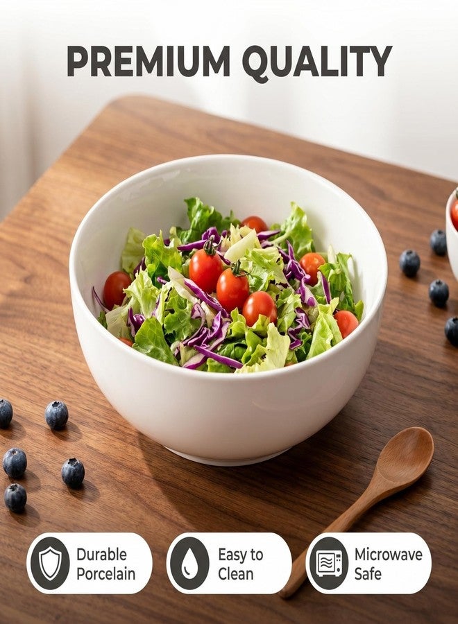 YALONG Serving Bowls,101oz (10") Large Salad Bowl Set of 2, Large Ceramic Bowls for Party, White Serving Bowls for Salad,Fruit,Pasta and Dinner, Microwave Dishwasher Safe - Image 5