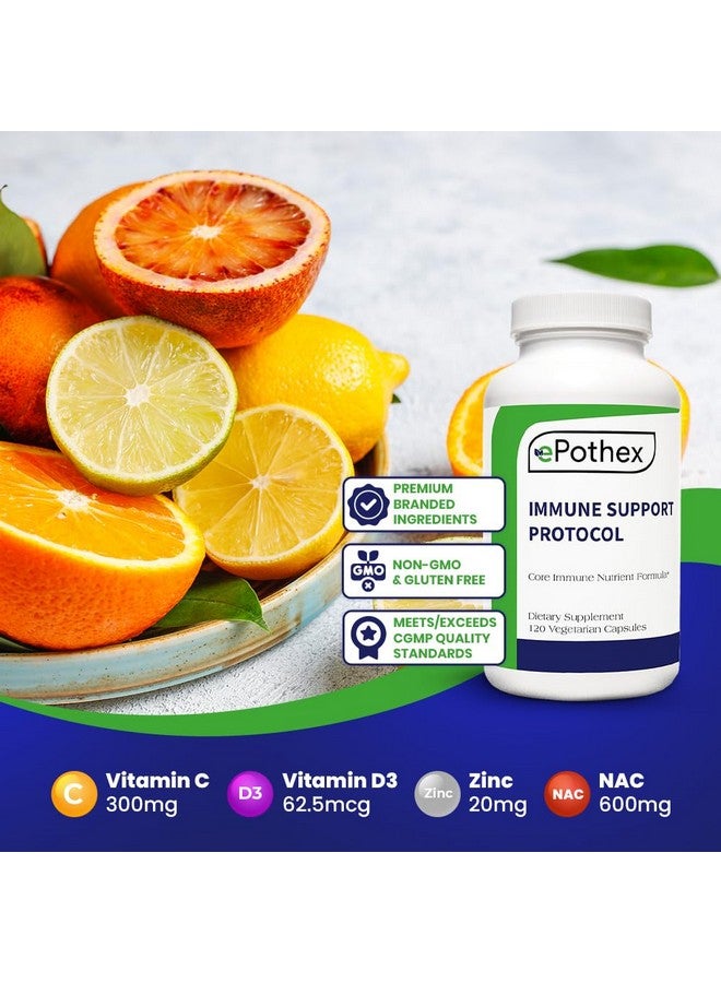 EPOTHEX Immune Support Protocol - Powerful Blend of Vitamin C, N-Acetyl Cysteine, Zinc, Vitamin D 2500 IU, Vitamin A, Quercetin - 120 Count (2 mo Supply) - Image 4