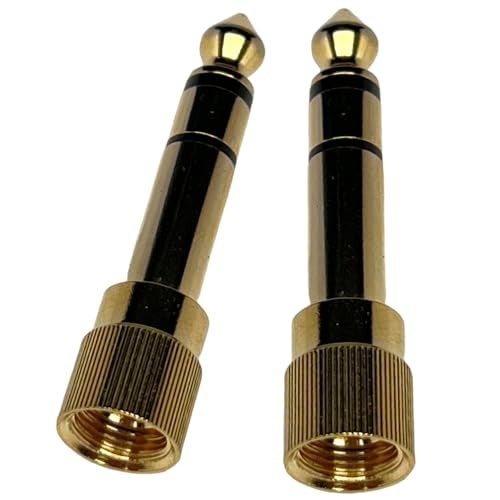 CESS 2-Pack 1/4" Stereo Phone Screw-On Adapter - Male 1/8" to Male 1/4" - 3.5mm Stereo to 6.35mm Stereo - Image 1