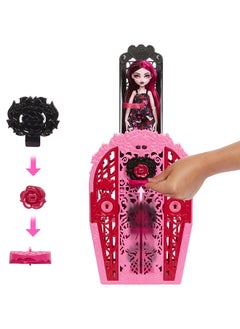 MONSTER HIGH Garden Mysteries Draculaura with Reveal Closet & 19+ Tea Party Surprises like Clothes, Skulltimate Secrets Doll & Accessories Set  - Image 5