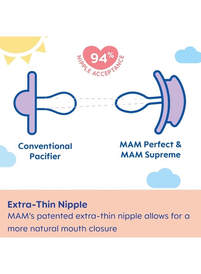 MAM Supreme Night Baby Pacifier, for Sensitive Skin, Patented, 2 Pack, 6-16 Months, Girl - Image 5