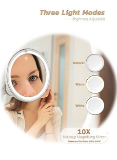 General 10X Magnifying Mirror with Light, 10x Magnification 3 Light Modes Makeup Mirror with Suction Cups , Lighted Mirror , Smooth and Easy Install ,360 Degree Swivel Joint.  - Image 3