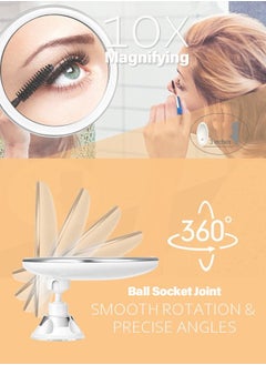 General 10X Magnifying Mirror with Light, 10x Magnification 3 Light Modes Makeup Mirror with Suction Cups , Lighted Mirror , Smooth and Easy Install ,360 Degree Swivel Joint.  - Image 2