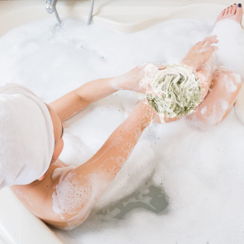 Fu Store Loofah Sponge Shower Loofahs 50g Bath Sponges Mesh Balls 4 Colors for Body Scrubber Exfoliator Wash Back Scrubbers Bathroom Men Women - 4 Pack Cleaning Bathing Accessories - Image 4