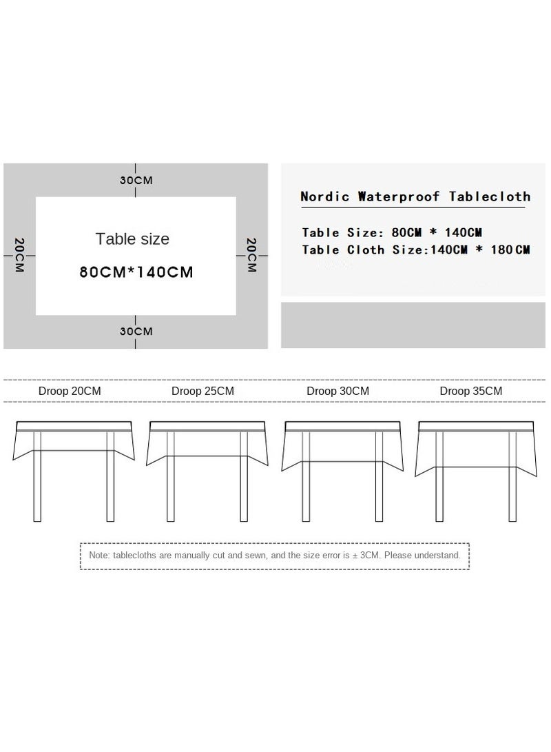 1-Piece Printed Waterproof Cotton and Linen Tablecloth 140*180CM - Image 2