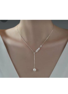 اكسوارات ار ايه سلسله نسائية أنيقة من سلسلة فضي ولؤلؤ اوف وايت  - Image 1