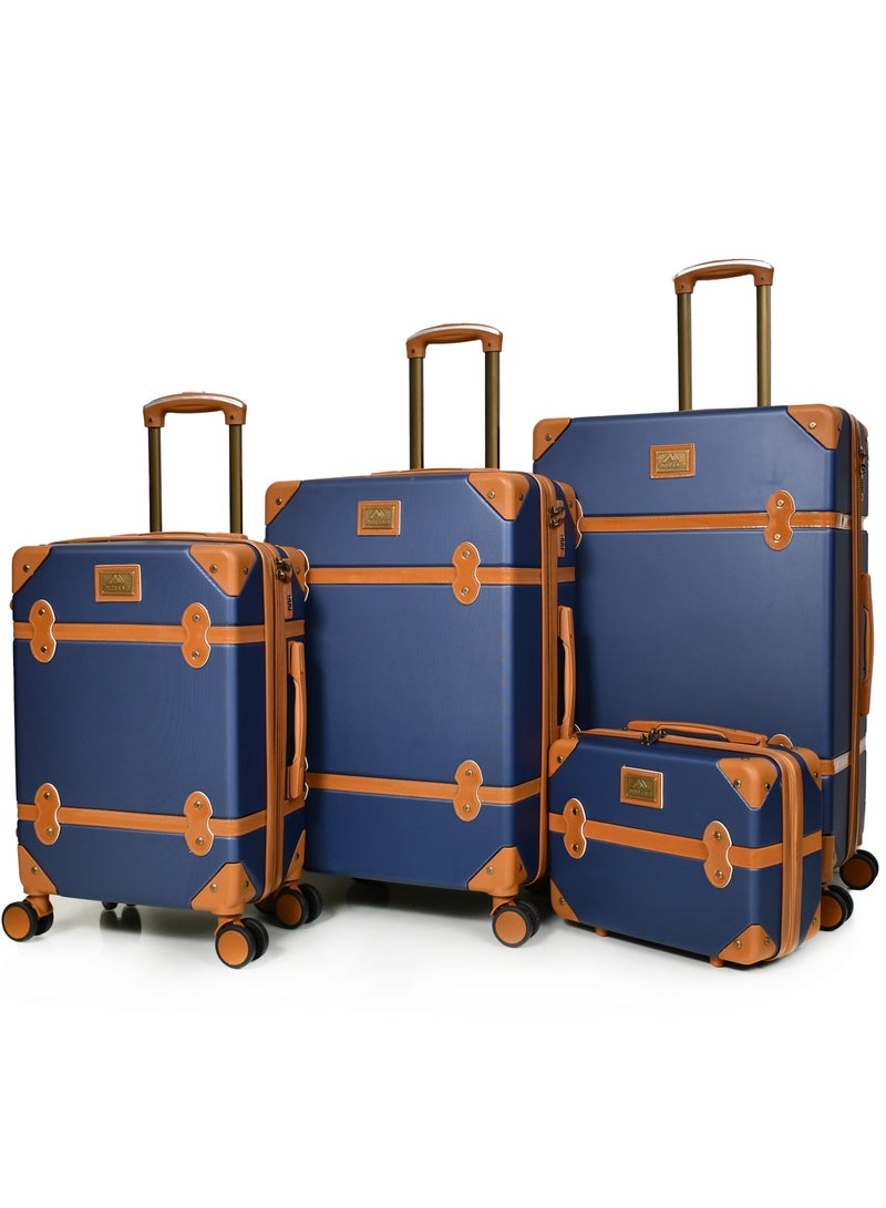 MORANO Classic Morano Travel Bags 4-Pieces with Rotating Wheels and a Safety Lock Sizes : 28''-24''-20''-14 Inch Color (Navy Blue) - Image 1
