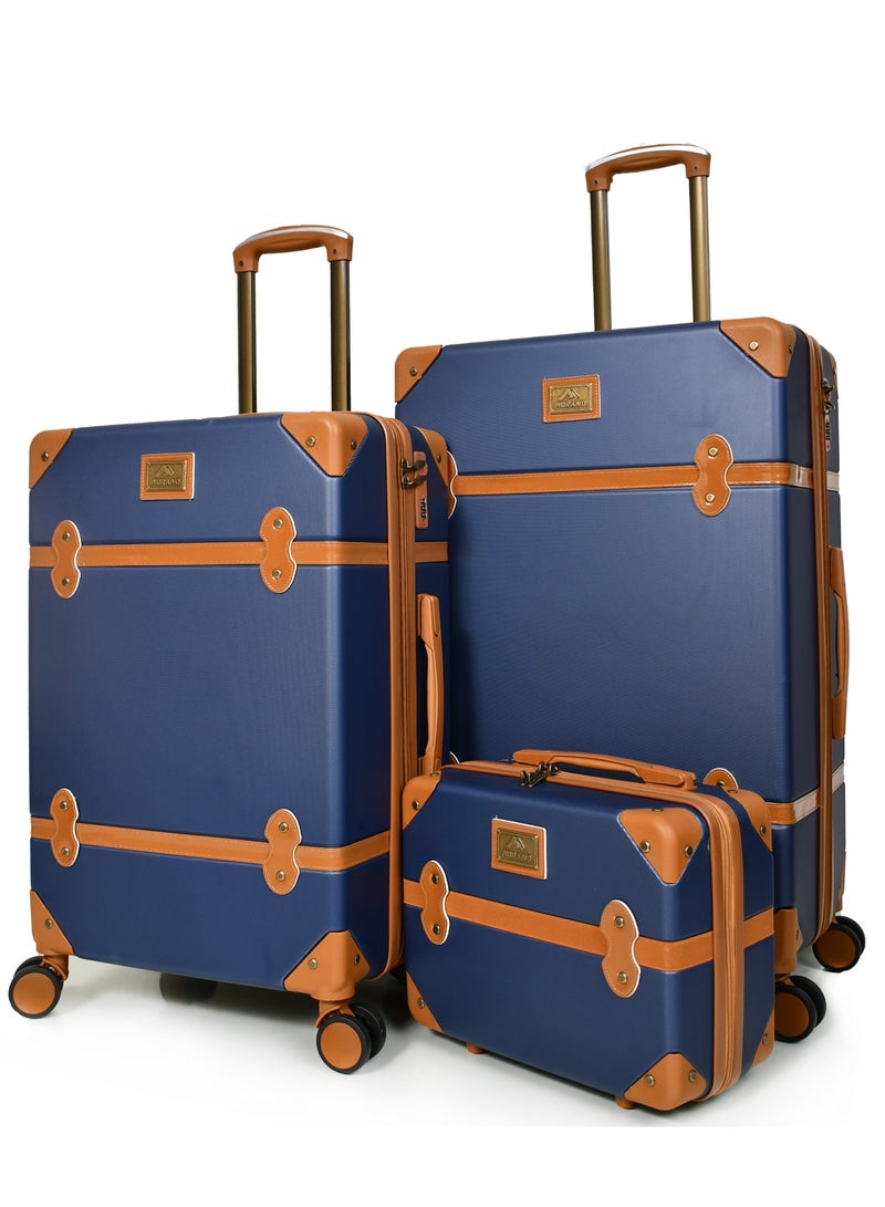 MORANO Classic Morano Travel Bags 4-Pieces with Rotating Wheels and a Safety Lock Sizes : 28''-24''-20''-14 Inch Color (Navy Blue) - Image 2