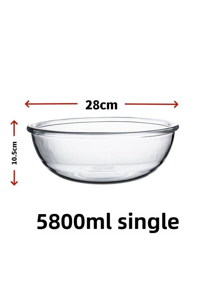 Extra-large Thickened Borosilicate And Basin With Lid Hair Basin Household Noodles Kneading Dough Deepening Transparent Bowl Kitchen Basin-Specifications:5800ml  Without Cap-Color:Transparent Borosilicate Glass Basin - Image 1
