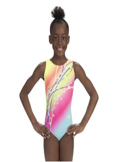 GK GK Stars Gymnastics & Dance Leotard for Girls and Toddlers - Activewear One Piece Outfit in Fun Colorful Prints (Child Medium, Rainbow Starburst)  - Image 2