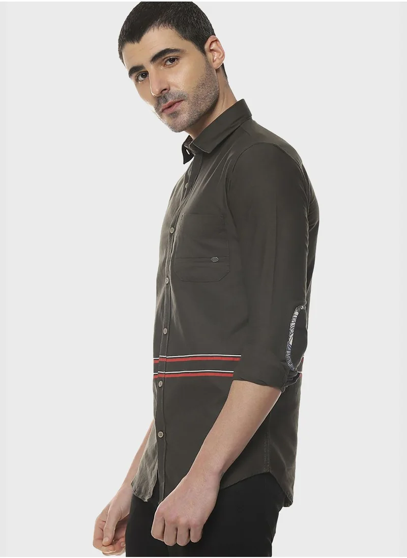 Campus Sutra Long Sleeve Striped Shirt