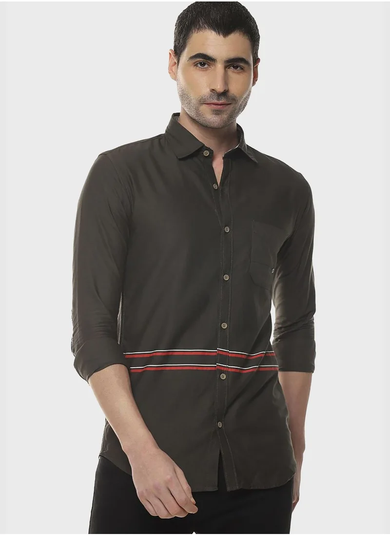 Campus Sutra Long Sleeve Striped Shirt