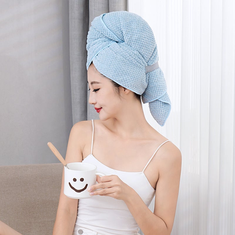 Generic Pineapple Pattern Coral Fleece Hair Towel 60*100cmPineapple lattice light blue Pineapple lattice light blue 