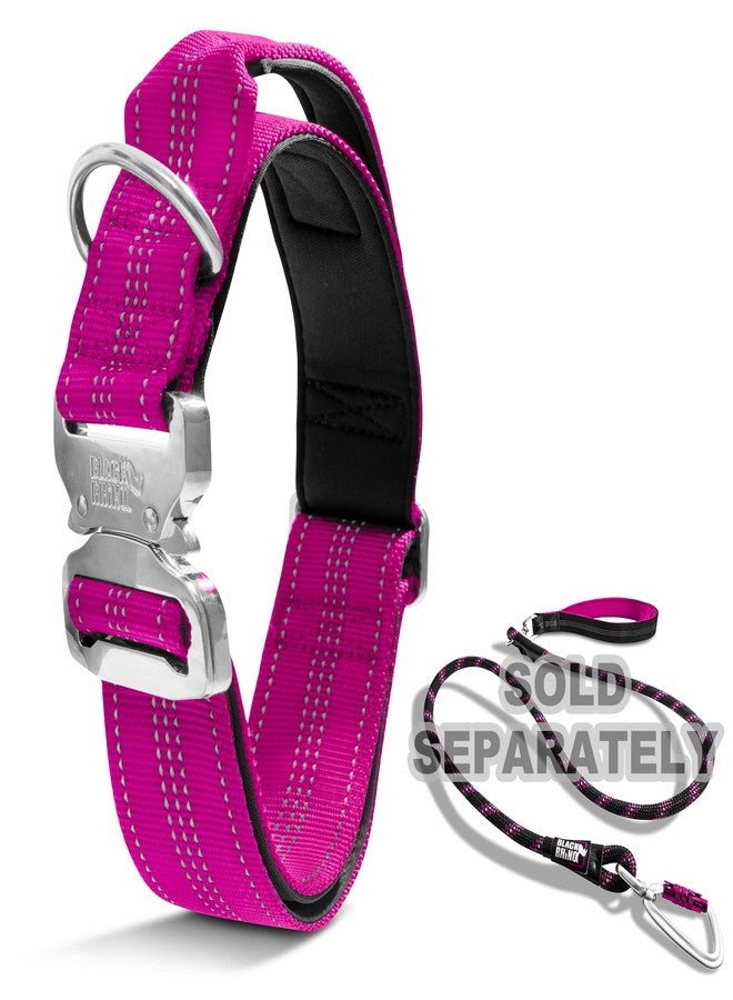 بلاك رينو طوق بلاك راينو التكتيكي للكلاب - طوق مبطن بالنيوبرين فائق النعومة للكلاب المتوسطة والكبيرة والكبيرة جدًا | مشبك معدني متين | مقبض مبطن لتدريب الكلاب (كبير، وردي) - Image 3