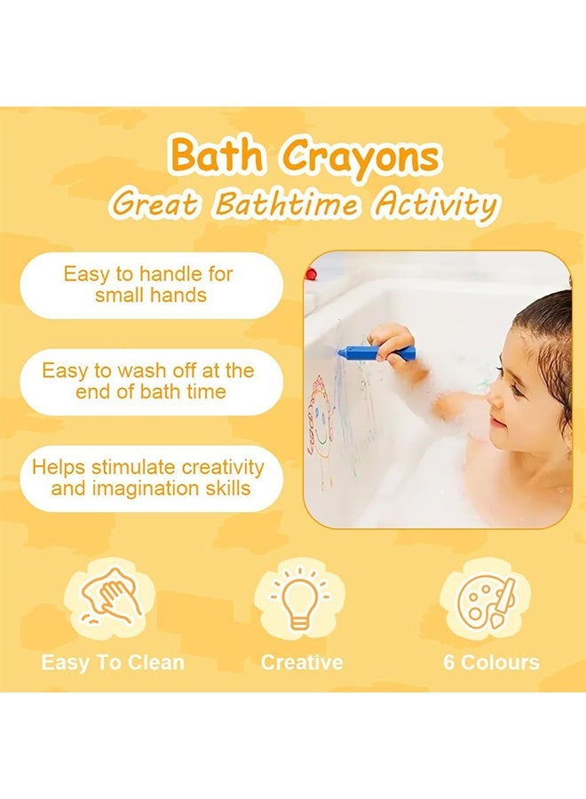أقلام تلوين الحمام للأطفال، أقلام تلوين غير سامة، لعبة استحمام سهلة التنظيف، أقلام تلوين قابلة للغسل للأطفال الصغار، أعواد طلاء لألعاب الاستحمام في حوض الاستحمام لسهولة التنظيف بالمسح (6 ألوان*2) - Image 4