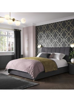 Bed and Mattress Home Charcoal Light Upholstered Queen Size ( 150 X 190 ) Black Color Bed  - Image 2