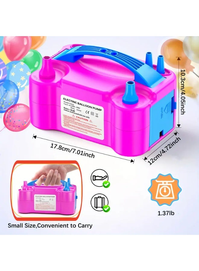 منفاخ بالونات كهربائي مزدوج الفوهة بقوة 600 واط – قابل للحمل، يعمل بجهد 220-240 فولت، مزود بمقبس أوروبي وأدوات ربط – مثالي لتزيين الحفلات والأعراس 🎈 - Image 2