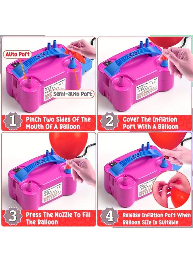منفاخ بالونات كهربائي مزدوج الفوهة بقوة 600 واط – قابل للحمل، يعمل بجهد 220-240 فولت، مزود بمقبس أوروبي وأدوات ربط – مثالي لتزيين الحفلات والأعراس 🎈 - Image 5