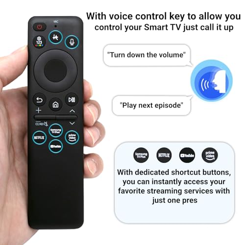 ARCSTILL New BN59-01480A TM2360E Solar Smart AI Voice Remote with Rechargeable Solar Cell, App Shortcuts & USB-C Charging, Compatible with Samsung 2023-2025 Neo QLED 8K Smart TVs, HDR Ultra HD - Black - Image 2