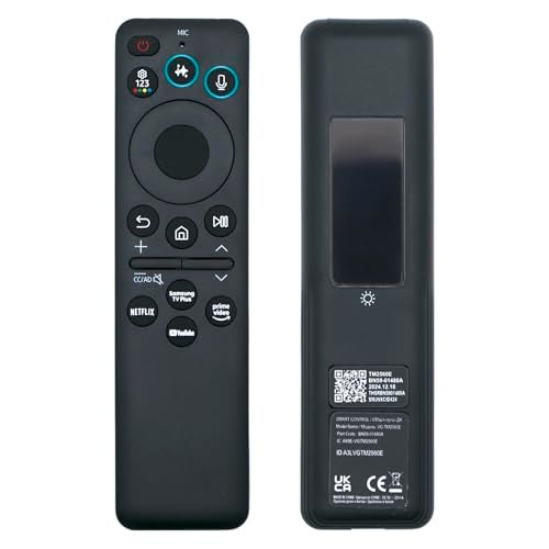 ARCSTILL New BN59-01480A TM2360E Solar Smart AI Voice Remote with Rechargeable Solar Cell, App Shortcuts & USB-C Charging, Compatible with Samsung 2023-2025 Neo QLED 8K Smart TVs, HDR Ultra HD - Black - Image 1