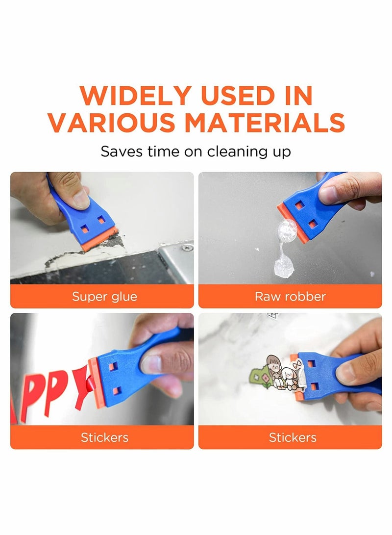Excefore Plastic Razor Blade Scraper, 2Pcs Scraper Tool with 100Pcs Plastic Blades, Cleaning Scraper Remover for Stickers, Decals, Adhesive, Labels, Paint, Glass, Car, Window, Stove Top, Caulk, No Scratches - Image 4