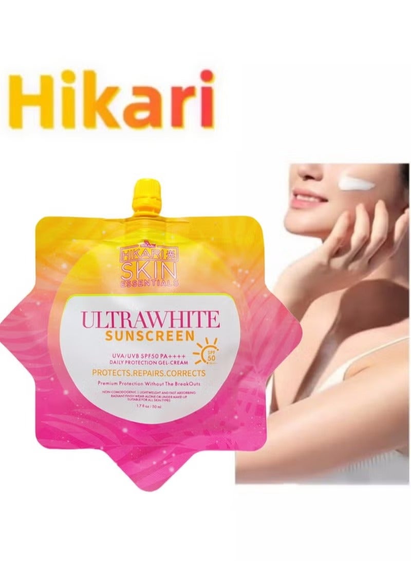 Hikari Skin Essentials UltraWhite Sunscreen UVA/UVB SPF50 PA+++++++, Lightweight Moisturizing Gel Fast Absorbing,  50ml - Image 1