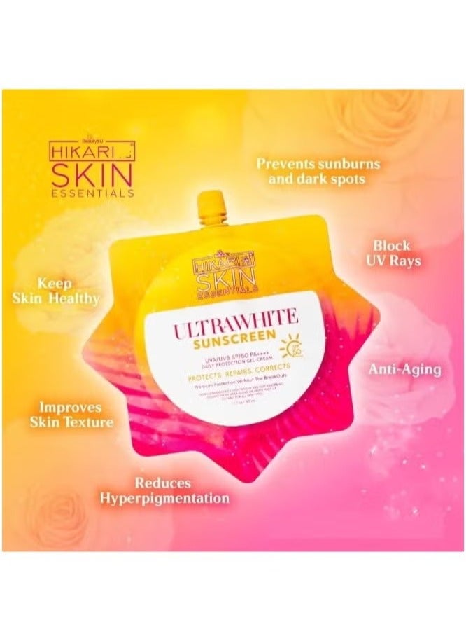 Hikari Skin Essentials UltraWhite Sunscreen UVA/UVB SPF50 PA+++++++, Lightweight Moisturizing Gel Fast Absorbing,  50ml - Image 3