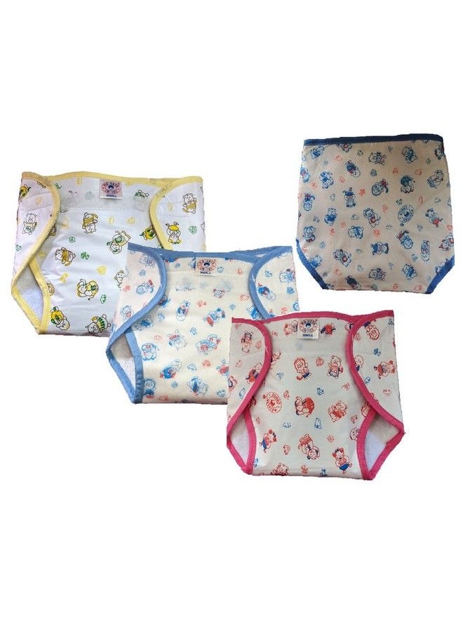 Mothers Choice Reusable Loop And Hook Pvc Nappy Diaper Training Pants Langot Waterproof Nappy For New Born Baby Outside Soft Plastic Inside Terry Cotton 69 Months (Pack Of4 Large)  - Image 1