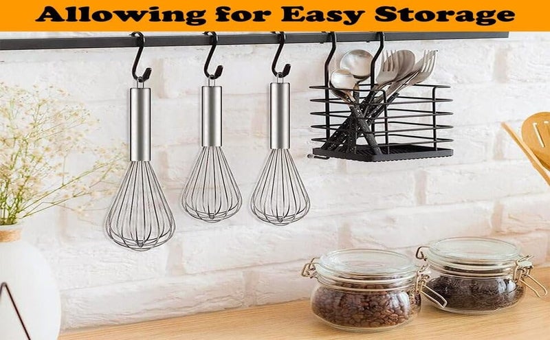COVETKART Stainless Steel Balloon Whisk Set 3 Pieces Professional Kitchen Whisks for Cooking Stainless Steel Whisk for Blending Whisking Beating and Stirring Enhanced Version Balloon Wire Whisker Egg Beater - Image 2