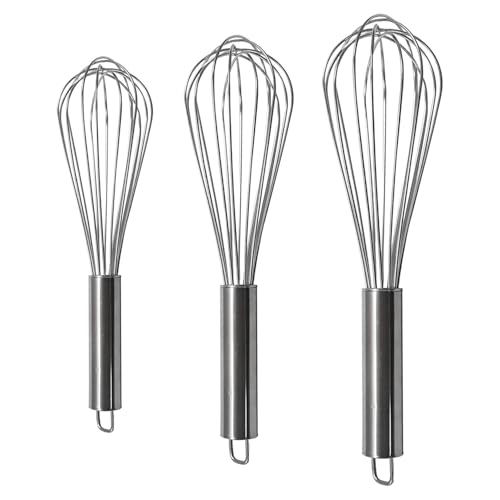 COVETKART Stainless Steel Balloon Whisk Set 3 Pieces Professional Kitchen Whisks for Cooking Stainless Steel Whisk for Blending Whisking Beating and Stirring Enhanced Version Balloon Wire Whisker Egg Beater - Image 1