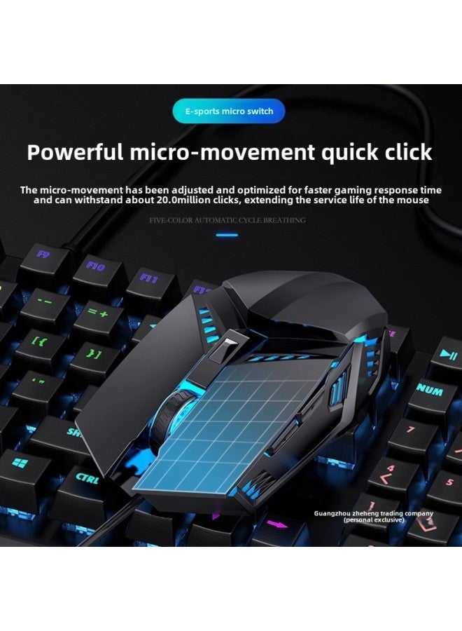 Mouse Wired Mute USB Game Cf Mechanical Electric Competition Lol Notebook Internet Cafe Desktop Computer Office-Color:4-button Standard Version + Free Mouse Pad  No Side Keys