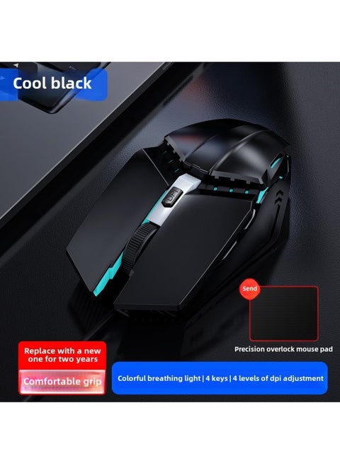 Mouse Wired Mute USB Game Cf Mechanical Electric Competition Lol Notebook Internet Cafe Desktop Computer Office-Color:4-button Standard Version + Free Mouse Pad  No Side Keys