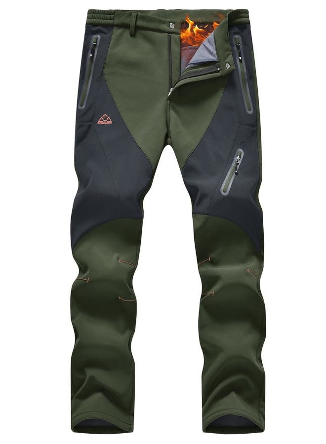 Rdruko Men's Snow Pants Waterproof Insulated Fleece Lined Ski Hiking Snowboard Winter Pants with Pockets, Army Green, 34 - Image 1