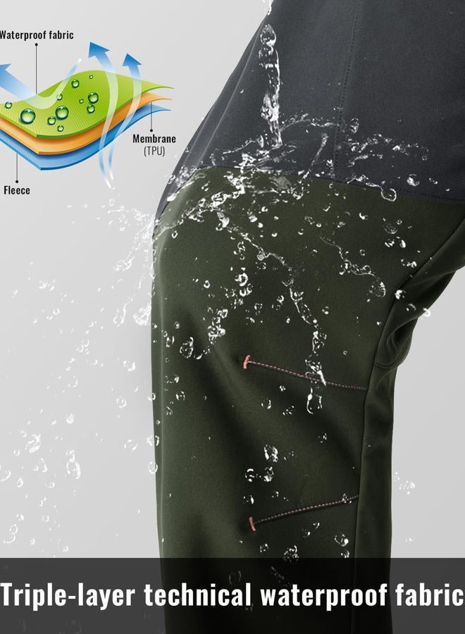 Rdruko Men's Snow Pants Waterproof Insulated Fleece Lined Ski Hiking Snowboard Winter Pants with Pockets, Army Green, 34 - Image 4