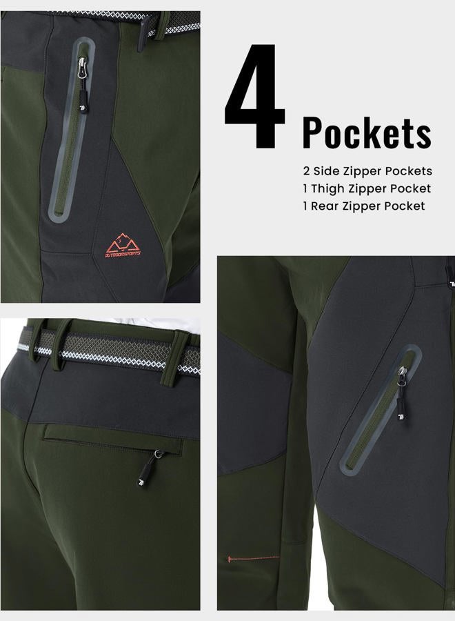 Rdruko Men's Snow Pants Waterproof Insulated Fleece Lined Ski Hiking Snowboard Winter Pants with Pockets, Army Green, 34 - Image 5