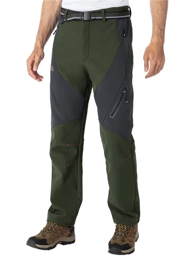Rdruko Men's Snow Pants Waterproof Insulated Fleece Lined Ski Hiking Snowboard Winter Pants with Pockets, Army Green, 34 - Image 2
