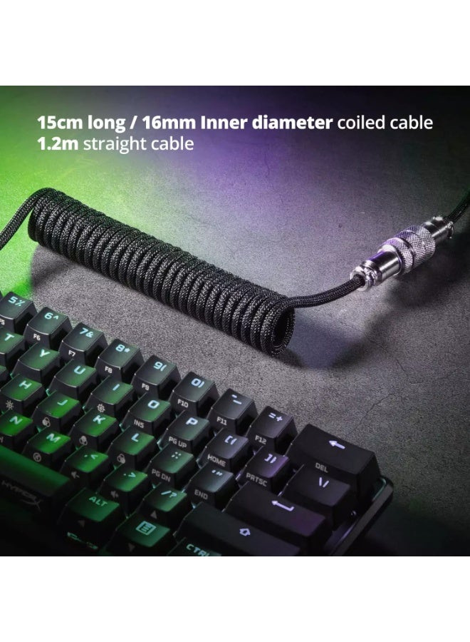 كابل USB-C حلزوني مخصص بطول 1.8 متر للوحة مفاتيح الألعاب، كابل لوحة مفاتيح ميكانيكية مزدوج الغلاف مع غطاء معدني قابل للفصل، من USB-C إلى USB-A - Image 3