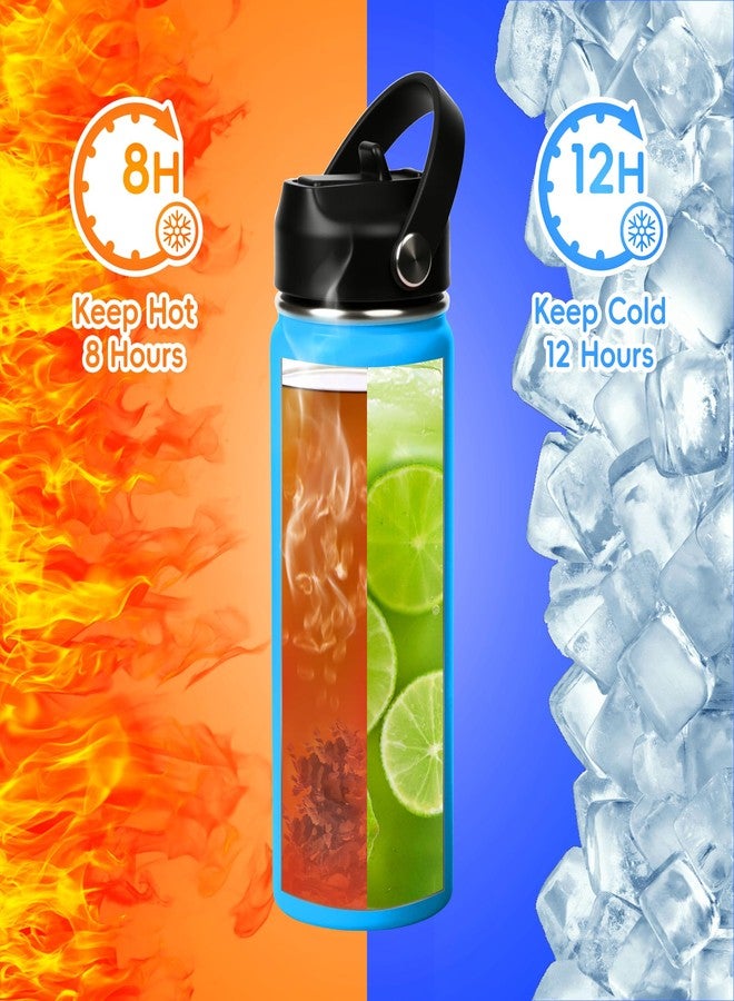SEGXCFL 18oz Blue Insulated Water Bottle with Straw Lid for Kids School Double Wall Stainless Steel Water Bottle Gamer Water Bottle for Boys DIY Funny Stickers Gaming for Sports, Travel,Picnic and School - Image 4