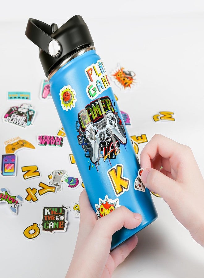 SEGXCFL 18oz Blue Insulated Water Bottle with Straw Lid for Kids School Double Wall Stainless Steel Water Bottle Gamer Water Bottle for Boys DIY Funny Stickers Gaming for Sports, Travel,Picnic and School - Image 5
