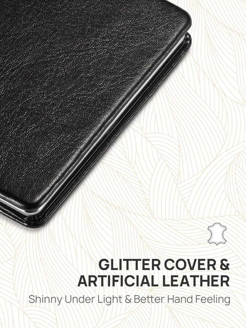 OMIRO Compact Mirror, Classical PU Leather 1X/3X Magnification, Ultra Portable for Purses, 2.4" W x 3.4" L (Black) - Image 5